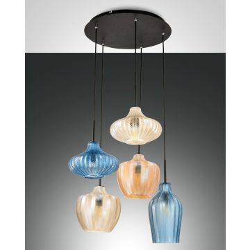 Fabas Luce 5er-Pendelleuchte OLBIA Bunt 3725-49-363