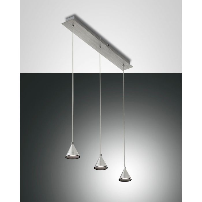 Fabas Luce 3er-LED-Pendelleuchte DELTA 65cm Alu 3443-47-212