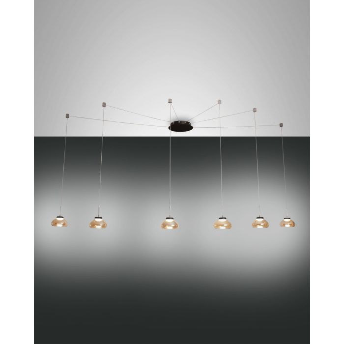 Fabas Luce 6er-LED-Pendelleuchte ARABELLA amber 3547-46-125 Fabas Luce 6er-LED-Pendelleuchte ARABELLA amber 3547-46-125