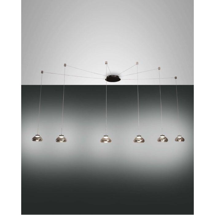 Fabas Luce 6er-LED-Pendelleuchte ARABELLA grau 3547-46-126 Fabas Luce 6er-LED-Pendelleuchte ARABELLA grau 3547-46-126