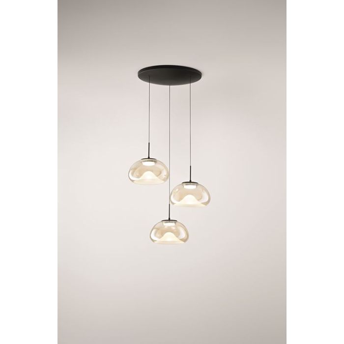 LED-Pendelleuchte Brena Schwarz Cognac 