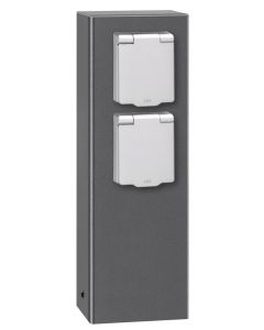 2-fach Schuko-Steckdosensäule 26cm graphit (für EU-Stecker)