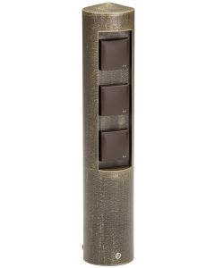 Steckdosensäule 3-fach braun-messing (für EU-Stecker)