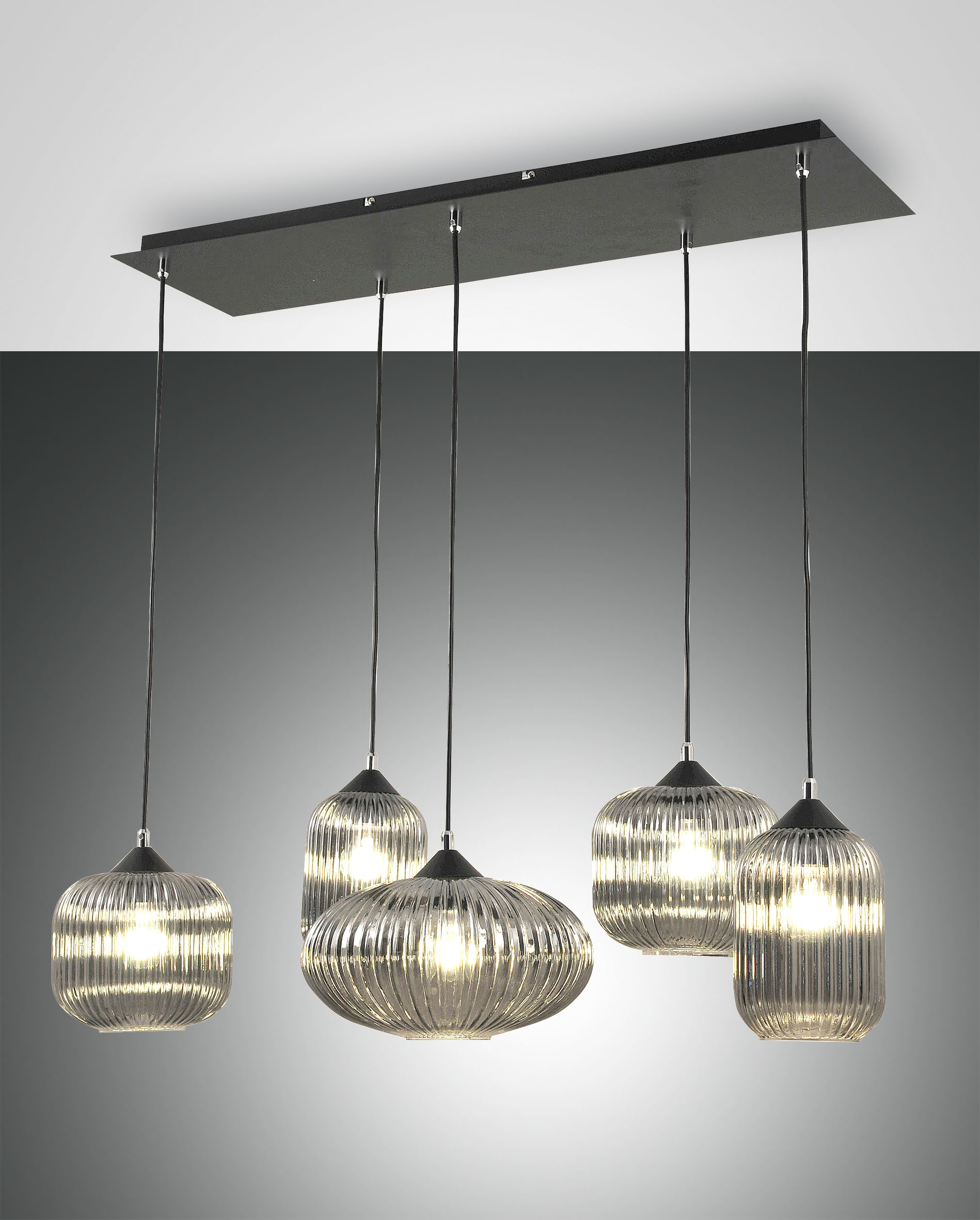 Fabas Luce 5er-Pendelleuchte GILLIS fume 3627-48-126