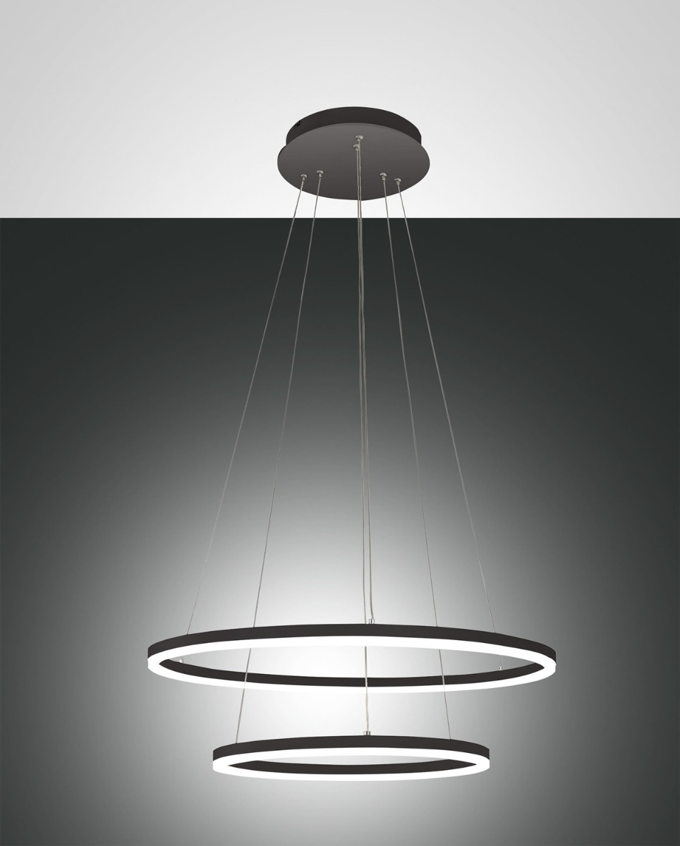 Fabas Luce 2er-LED-Pendelleuchte GIOTTO schwarz 40/60cm 3508-45-101