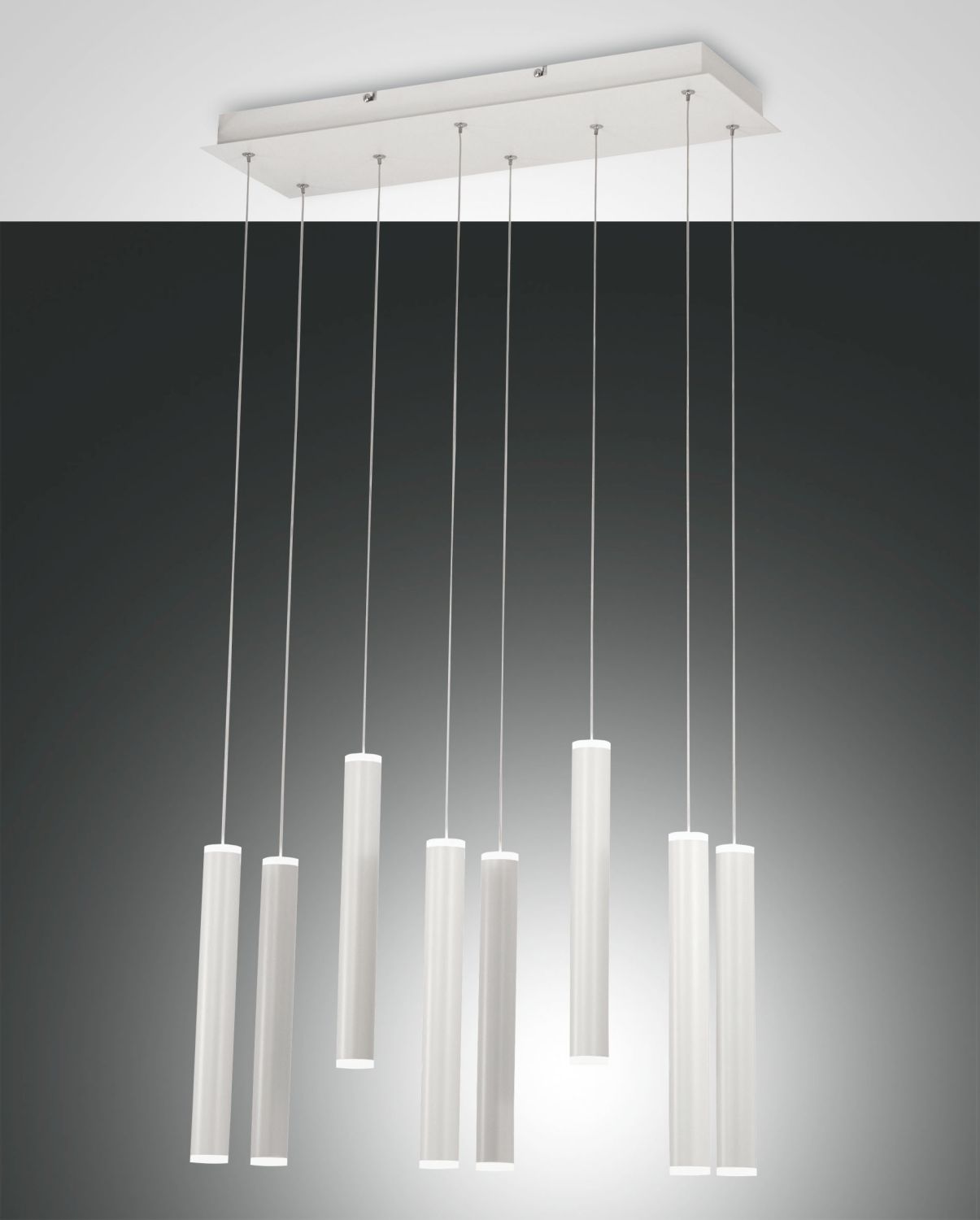 Fabas Luce 8er-LED-Pendelleuchte PRADO weiß 60x20cm 3685-46-102