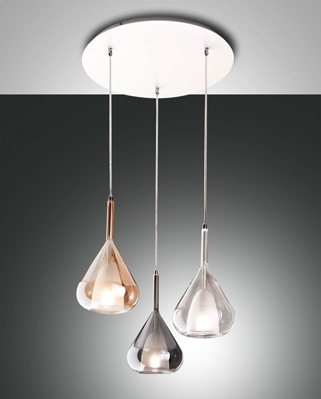 Fabas Luce 3er-Pendelleuchte LILA rund 3481-47-297
