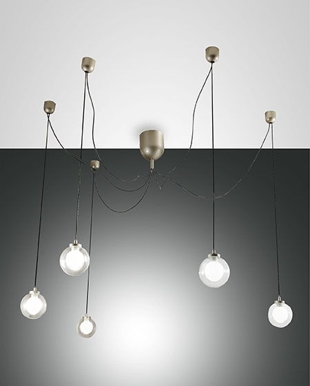 Fabas Luce 5er-LED-Pendelleuchte BLOG gold 3472-48-225