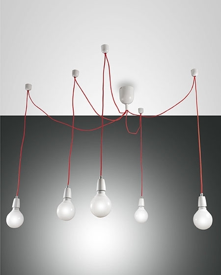 Fabas Luce 5er-Pendelleuchte BLOG rot 3473-48-102