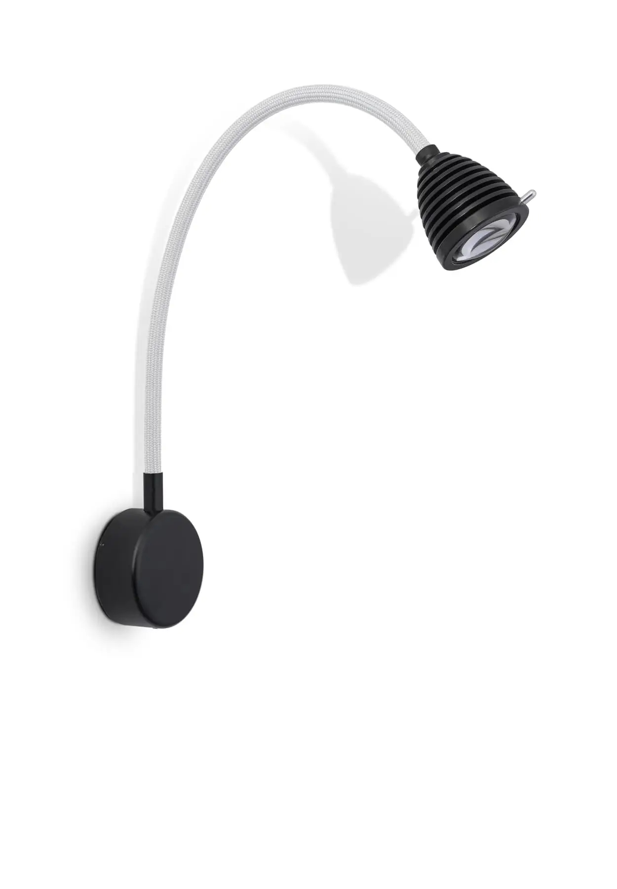 Less ́n ́more ATHENE LED-Wandleuchte, 45 cm Flexwelle Weiß, Kopf Schwarz, Casambi A-BWL2-C-KS-FTW