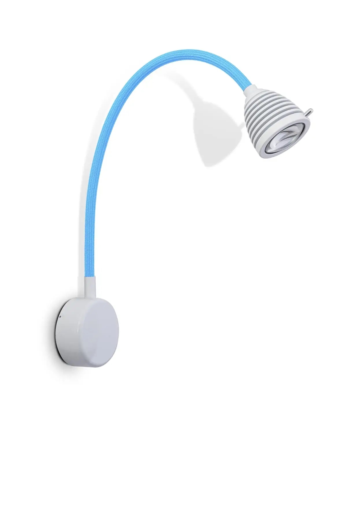 Less ́n ́more ATHENE LED-Wandleuchte, 45 cm Flexwelle Blau, Kopf Weiß, phasendimmbar A-BWL2-P-KW-FTB
