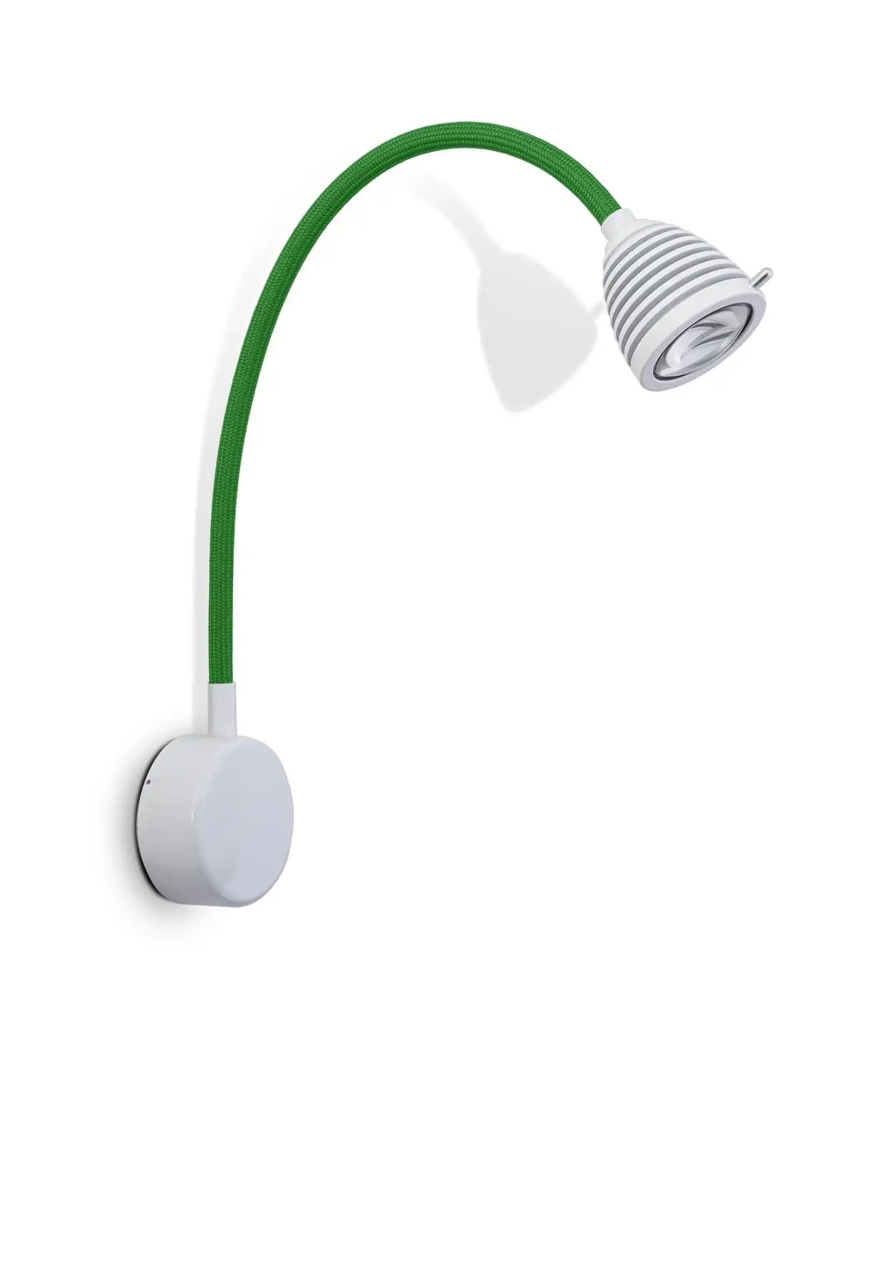 Less ́n ́more ATHENE LED-Wandleuchte, 45 cm Flexwelle Grün, Kopf Weiß, mit Tastdimmer A-BWL2-S-KW-FTG