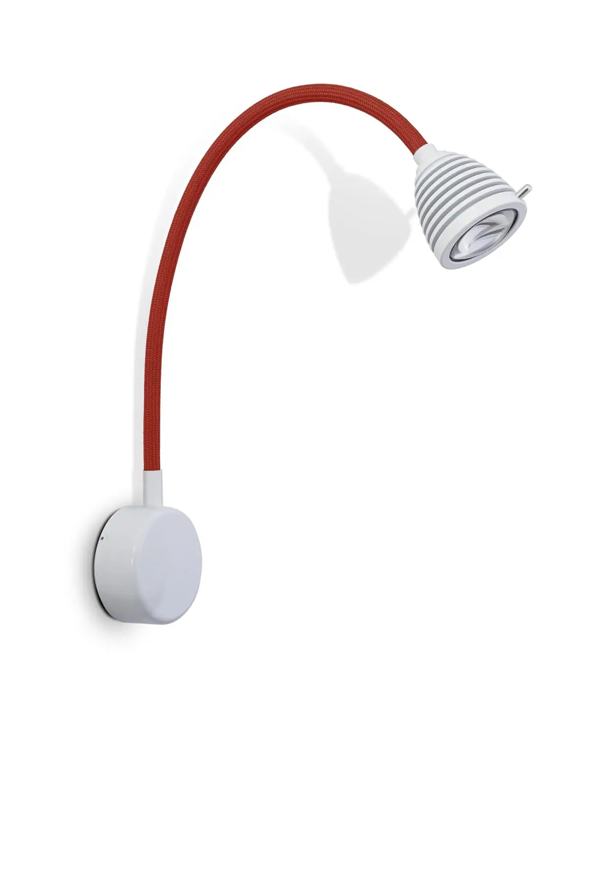 Less ́n ́more ATHENE LED-Wandleuchte, 45 cm Flexwelle Rot, Kopf Weiß, mit Tastdimmer A-BWL2-S-KW-FTR