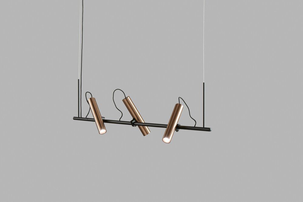 Light-Point 3er-LED-Pendelleuchte SPIRIT 100cm schwarz/rosegold 270610