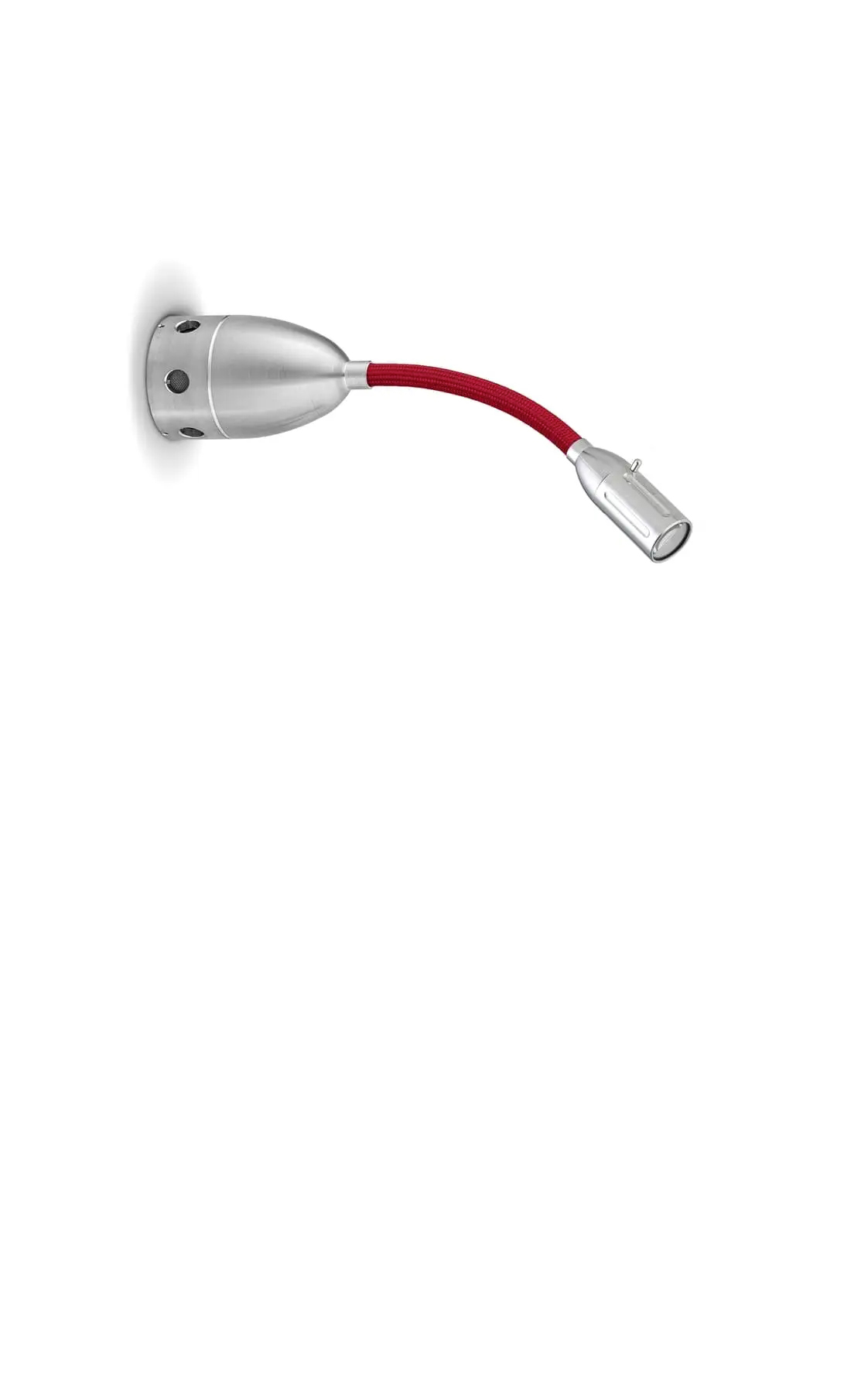 Less ́n ́more ZEUS LED-Wand-/Deckenleuchte, Kopf Alu, 15 cm Flexwelle Rot, mit Tastdimmer Z-BDL1-S-KA-FTR
