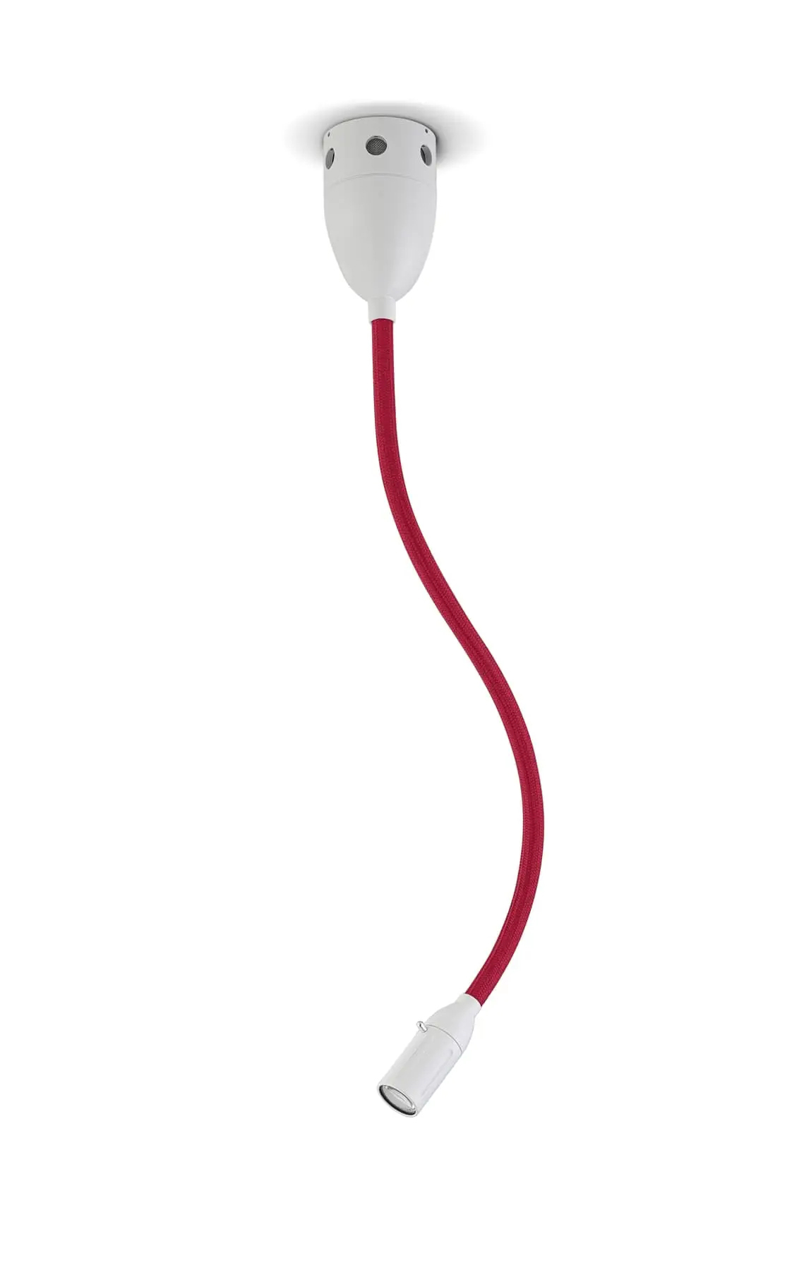 Less ́n ́more ZEUS LED-Wand-/Deckenleuchte, Kopf Weiß, 45 cm Flexwelle Rot, mit Tastdimmer Z-BDL2-S-KW-FTR