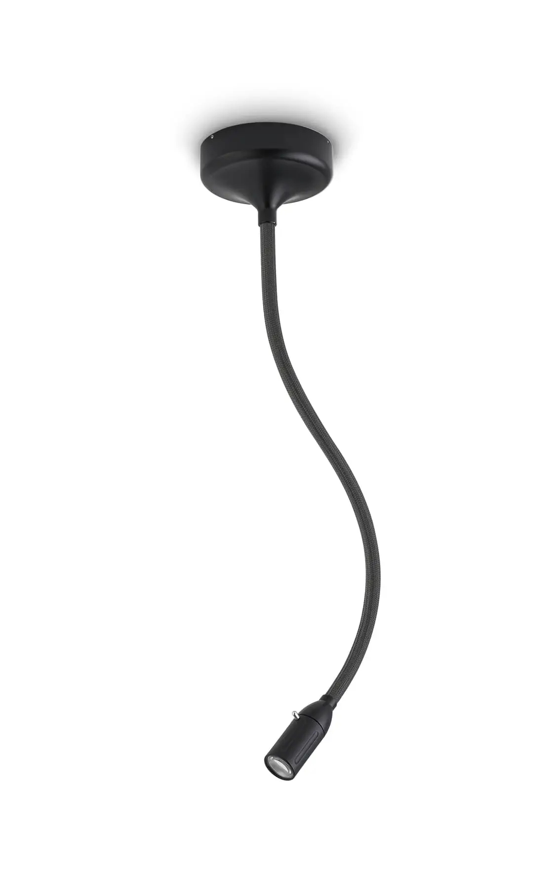 Less ́n ́more ZEUS LED-Wandleuchte, Kopf Schwarz, 45 cm Flexwelle Anthrazit, mit Tastdimmer Z-WDL2-S-KS-FTA
