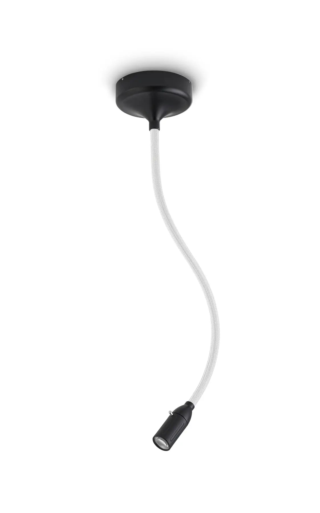 Less ́n ́more ZEUS LED-Wandleuchte, Kopf Schwarz, 45 cm Flexwelle Weiß, Dali Z-WDL2-D-KS-FTW