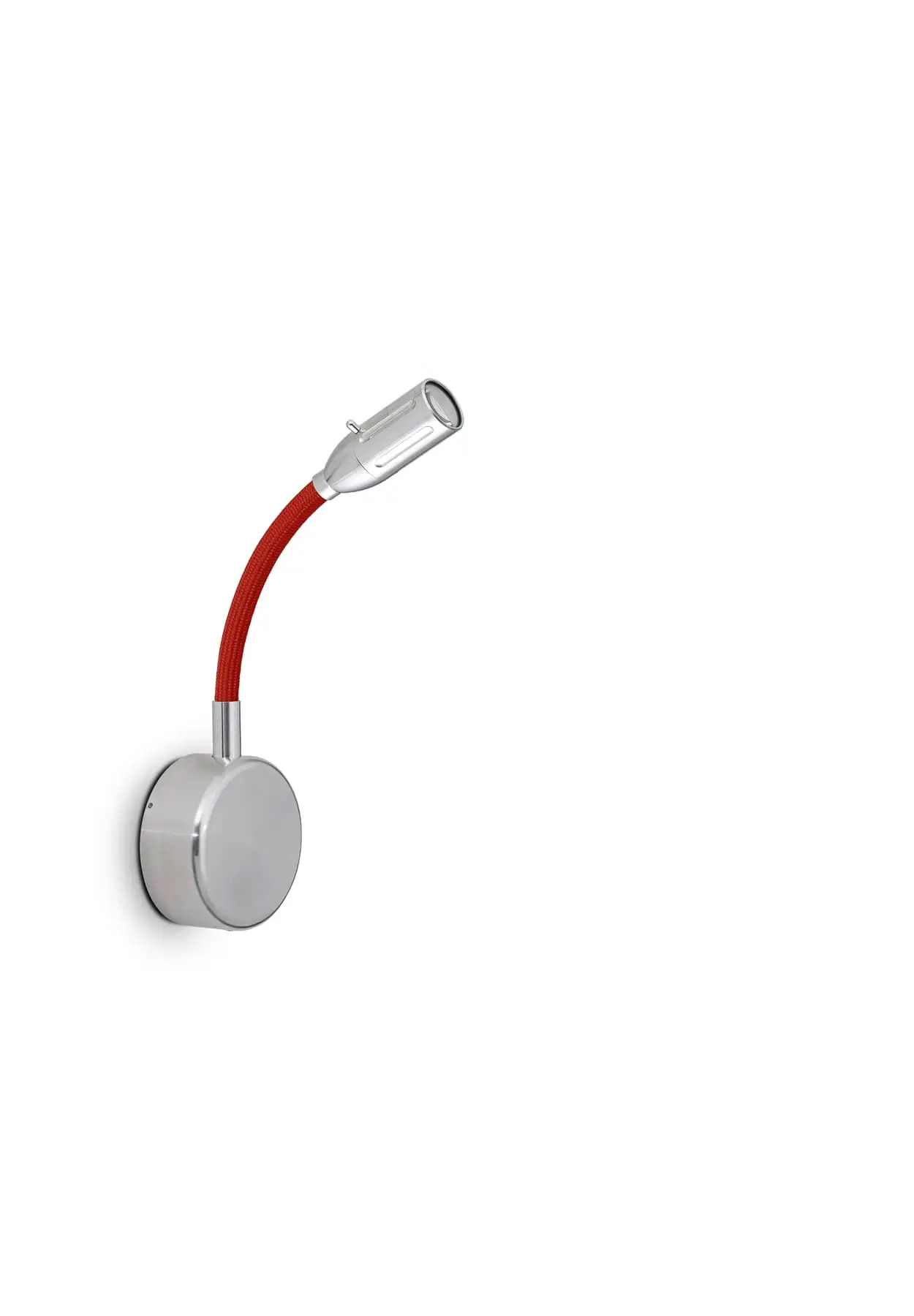 Less ́n ́more ZEUS LED-Wandleuchte, Kopf Alu, 15 cm Flexwelle Rot, phasendimmbar Z-BWL1-P-KA-FTR