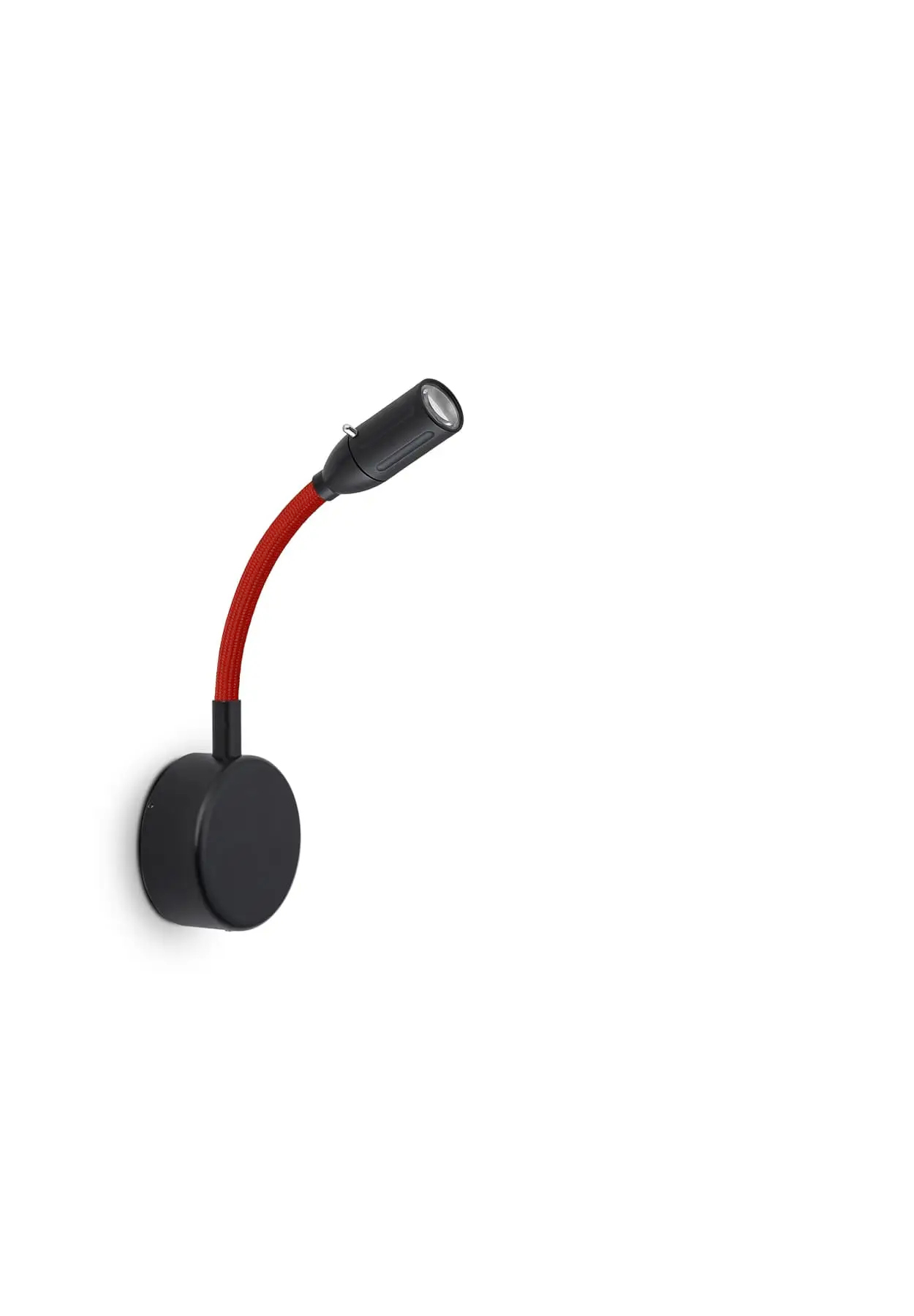 Less´n´more ZEUS LED-Wandleuchte, Kopf Schwarz, 15 cm Flexwelle Rot, Casambi Z-BWL1-C-KS-FTR 4251908560691