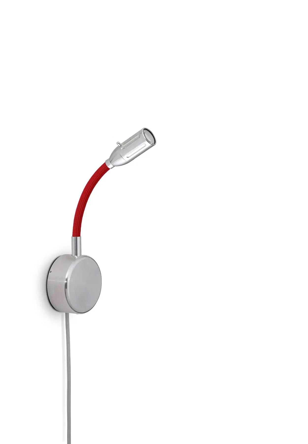 Less ́n ́more ZEUS LED-Wandleuchte, Kopf Alu, 15 cm Rot, mit Tastdimmer Z-BWL1-V-KA-FTR