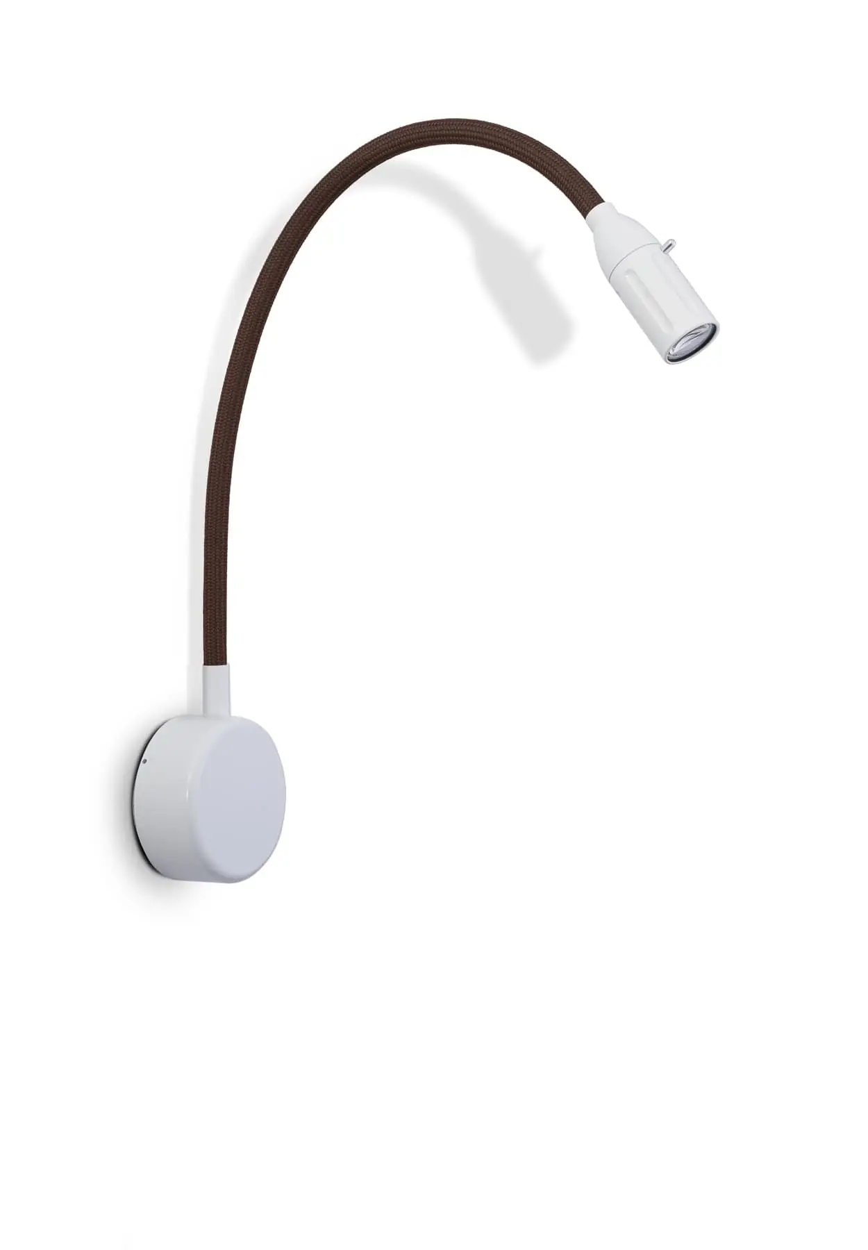 Less ́n ́more ZEUS LED-Wandleuchte, Kopf Weiß, 45 cm Flexwelle Braun, Dali Z-BWL2-D-KW-FTU